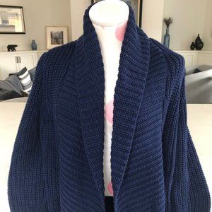 J. Crew Navy Blue Chunky Knit Shawl Collar Cardigan